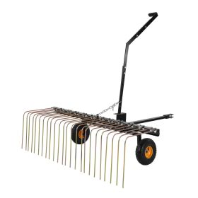 Tow Behind Dethatcher, 60-inch Tow Dethatcher with 24 Steel Tines, Lawn Dethatcher Rake for ATV or Mower