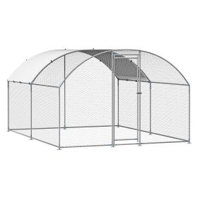 Metal Chicken Coop, 9.8x13.1x6.5 ft Large Walk-in Chicken Runs with Cover, Doom Roof Hen House Enclosure with Security Lock