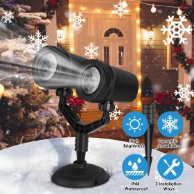 Outdoor Snowflake Projection Decor Light, Dual-Head Adjustable Projector Lamp, IP44 Weather-Resistant ABS Housing