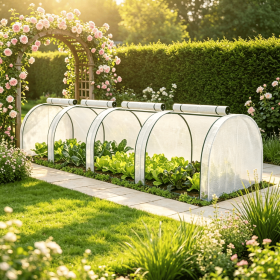 Portable 13' L X 3' W X 2.5' H Tunnel Greenhouse with 4 Zippered Doors White Water & UV Fighting PE Cover for Gardening
