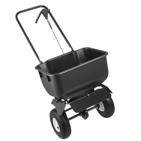 Push Lawn Spreader, 12ft Spreading Width, Broadcast Spreader with 80lbs Load Capacity & 10 in All-Terrain Tires