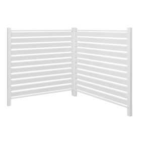 2 Panels Outdoor Privacy Screen, 48 x 48 in Air Conditioner Fence with 19.7 in Ground Stakes, Pool Equipment Enclosure, Louvered Vinyl Privacy Fe