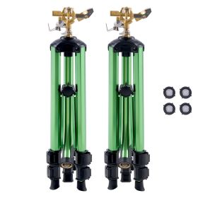 Impact Sprinkler on Tripod Base, 2 Packs, Heavy Duty Tripod Sprinklers with Brass Head & 3/4"NH Connector, 360 Degree Large Area Irrigation Sprin