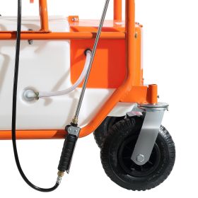 Battery Powered Lawn Sprayer on Wheel, 0-90 PSI Adjustable Pressure, 15 Gallon Tank, Cart Sprayer with 8 Nozzles and 2 Wands, 12V 12Ah Battery