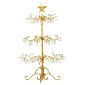 3ft Wrought Iron Christmas Tree, Metal Ornament Display Tree Stand For For Holiday Party Home Decor, Indoor & Outdoor Decor Hanger, Gold (Option: defaulttitle)