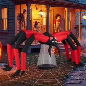 10ft Wide 5ft Tall Giant Halloween Inflatable Spider - LED Head Light + 2 Red Eye Tunnel Lights, Black + Red Color (Option: defaulttitle)