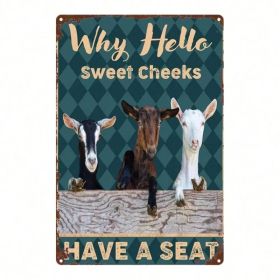 CIFbuy 1PC Vintage Three Goats Funny Sitting Pattern 2D Flat Metal Sign 8X12 Inch Rustic Decorative Wall Art Plaque For Bathroom Man Ca TikTok, T (Option: defaulttitle)