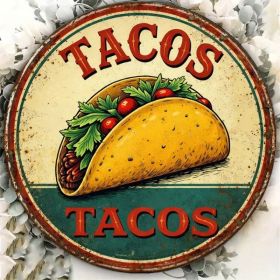 CIFbuy 1pc 8x8 Inch 2D Flat Round Sign, "" Flat Round Sign, Sign, Vintage Tacos Mexican Corn Tortilla Food PlaqueTikTok, , Temu Self-pickup Logia (Option: defaulttitle)