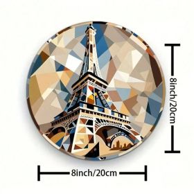 CIFbuy Vintage Eiffel Tower Metal Sign 7.87x7.87 Inch, Geometric Round Decorative Wall Art For Home Cafe Garage, Paris Tower Room Decor TikTok, T (Option: defaulttitle)