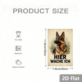CIFbuy Vintage German Shepherd Metal Sign HIER WACHE ICH Retro Dog Wall Art Classic Animal Illustration 2D Flat Home Decor 1pc TikTok, TikTok, C (Option: defaulttitle)
