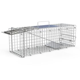 1Pc Humane Cat Trap Cage Catch Release Live Animal Rodent Cage Collapsible Galvanized Wire For Small Raccoons Beavers Groundhogs Foxes Armadillos (Option: SILVER)