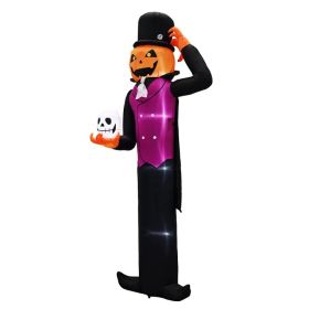 12FT Giant Halloween Inflatable Blow Up Decorations, Pumpkin Man Holding Skull With Built-in LEDs For Holiday Party Garden Lawn Yard Patio Dcor (Option: defaulttitle)