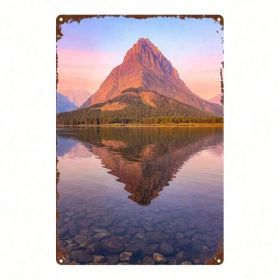 CIFbuy Mountain Lake Reflection Metal Sign, 8x12 Inch Decorative Wall Art, Durable Metal Plaque Painting For Bedroom Kitchen Home Decor TikTok, T (Option: defaulttitle)