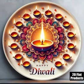 CIFbuy 1pc 8x8in 2D Flat Round Sign Vintage, "New Year Diwali" Decorative Plaque, For Living Room Holiday Celebration Religious Site GiftTikTok, (Option: defaulttitle)