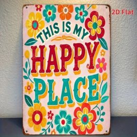 CIFbuy Happy Place Welcome Sign 8x12 Inch Colorful Floral Iron Metal Wall Hanging, Durable Contemporary Art Decor For Home Garden Indoo TikTok, T (Option: defaulttitle)