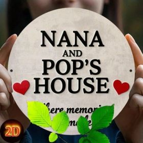 CIFbuy Grandma Nana & Grandpa Papus Vintage Circular Sign 7.8x7.8 Inch 2D Flat Print Retro Humor Funny Wall Decor Vintage Art Plaque Ho TikTok, T (Option: defaulttitle)