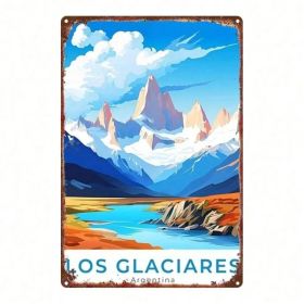 CIFbuy 1pc Vintage Metal Sign Argentina Los Glaciares Snow Mountain Lake View, Distressed Wall Art Decorative Painting For Home Cafe TikTok, TikT (Option: defaulttitle)
