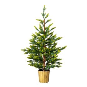2 Pack 4 FT Dual Tone Artificial Christmas Tree With Pot Stand, Potted Xmas Pine Tree With 119 Branch Tips For Holiday Party Office Home, Green (Option: defaulttitle)