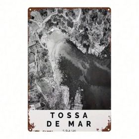 CIFbuy Vintage Spanish Tossa De Mar Metal Sign 8x12 Inch Retro Black & White Tin Plaque, Durable 2D Flat Wall Decor For Bar Bedroom Kit TikTok, T (Option: defaulttitle)