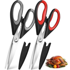 Kitchen Scissors Shears All Purpose Heavy Duty Protective Sheath (Option: SILVER)