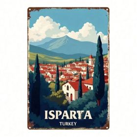 CIFbuy Vintage Turkish Isparta Landscape Metal Sign 8x12 Inch, 2D Flat Wall Art Plaque, Retro Scenery Decor For Home Kitchen Bar Bedroo TikTok, T (Option: defaulttitle)
