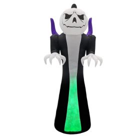12FT Giant Halloween Inflatable Blow Up Decorations, Grim Reaper With Jack-o'-Lantern Pumpkin Head And 3-Color LED Flame For Holiday Party Garden (Option: defaulttitle)